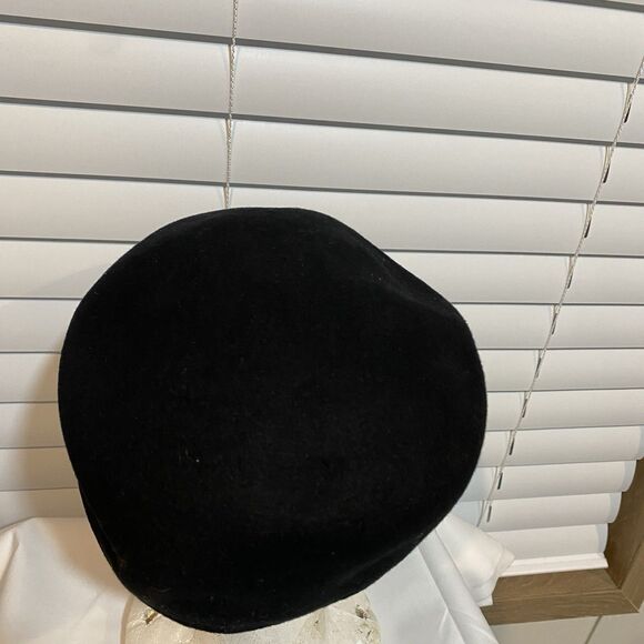 100% Wool Newsboy Cabbie Hat Vntg Black Size S/M - Picture 5 of 9